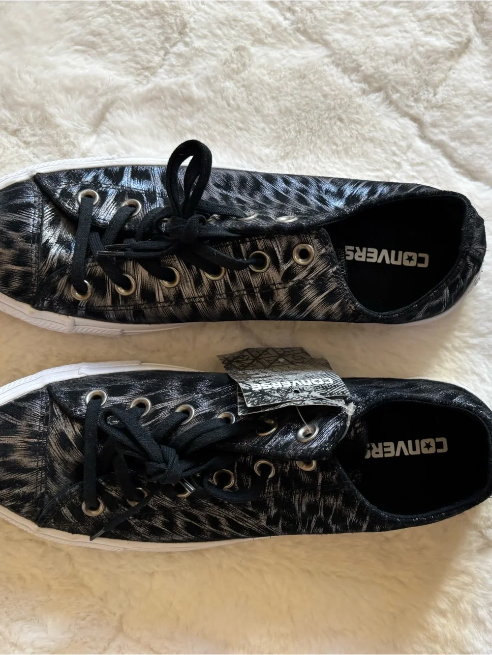 Converse Black and White Brushstroke Low-Top Sneakers
